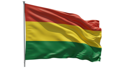 bolivia flag waving in wind isolated on transparent png