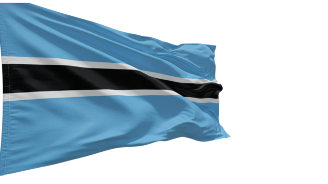 botswana flag waving in wind isolated on transparent png