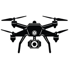 Drone Vector Silhouette illustration Silhouette of drone with visible landing gear