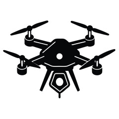 Drone Vector Silhouette illustration Small toy drone flying in silhouette