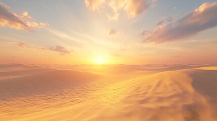 Obraz premium Golden sand dunes sunset with soft shadows natural earth tones photorealistic textures balanced horizon line gentle light diffusion