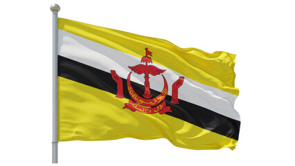 brunei flag waving in wind isolated on transparent png