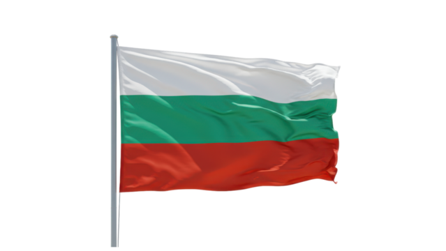 bulgaria flag waving in wind isolated on transparent png