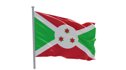 burundi flag waving in wind isolated on transparent png