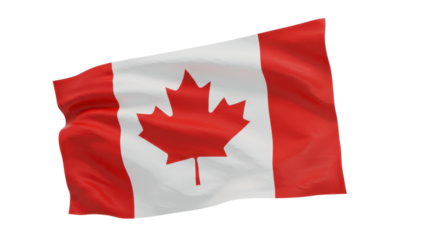 canada flag waving in wind isolated on transparent png