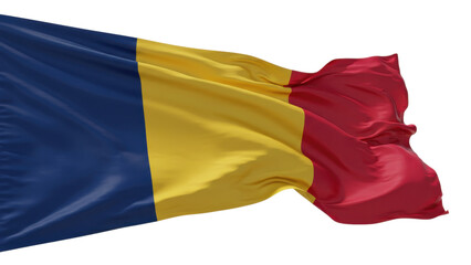 romania flag waving in wind isolated on transparent png