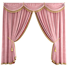 Elegant Pink Curtains with Gold Trim for Your Home Decor isolated on transparent background