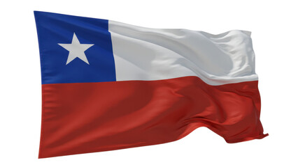 chile flag waving in wind isolated on transparent png