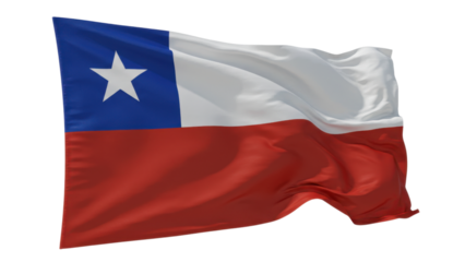 chile flag waving in wind isolated on transparent png