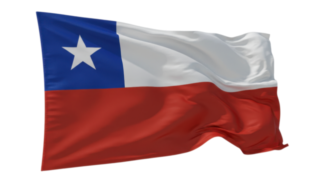 chile flag waving in wind isolated on transparent png