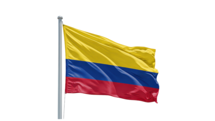 colombia flag waving in wind isolated on transparent png