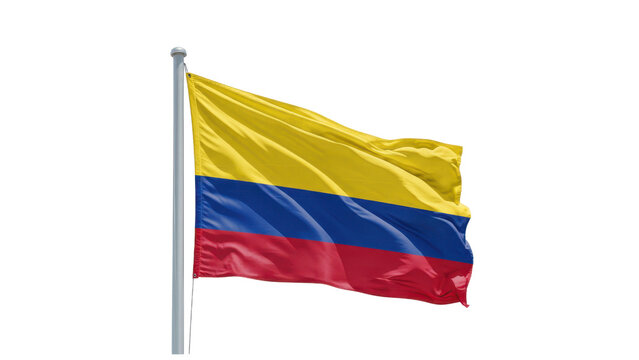colombia flag waving in wind isolated on transparent png