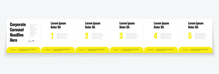 Social media banner frame or social media carousel template. Use for instagram carousel, linkedin carousel template. Editable carousel post frame design. Minimal corporate six page carousel template.  © Mina Market