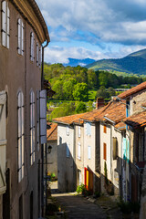 Alley in the medieval old center of Saint-Lizier, in the Couserans region of Ariège