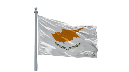 cyprus flag waving in wind isolated on transparent png