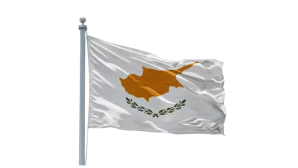 Gordijnen cyprus flag waving in wind isolated on transparent png © succsifystd