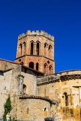 Romanesque cathedral of Saint-Lizier with its hexagonal brick bell tower