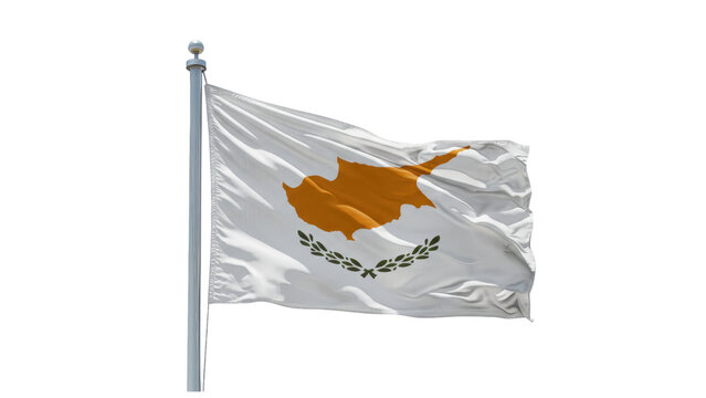 cyprus flag waving in wind isolated on transparent png