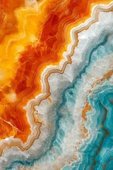 Plexiglas schilderij Kristal Turquoise, Teal And Gold Marble, Onyx Geode Texture, Luxurious Crystal Wallpaper Background  © Ilja