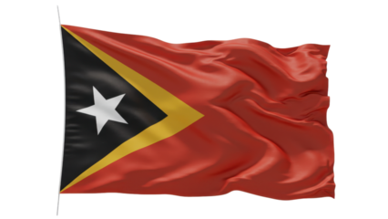 east timor flag waving in wind isolated on transparent png