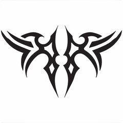 Bold tribal tattoo design symmetrical black ink art sharp lines perfect for body art inspiration strong graphic unique