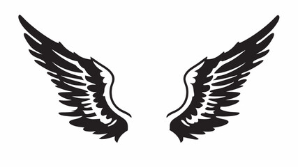 Fototapeta premium Powerful black stylized wings design perfect for tattoos logos and branding projects Sharp detailed vector graphic