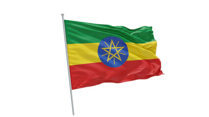ethiopia flag waving in wind isolated on transparent png