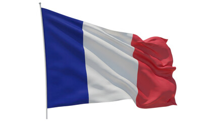 france flag waving in wind isolated on transparent png