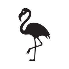Black Flamingo Silhouette – Tropical Bird Vector Illustration