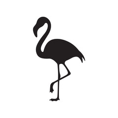 Stylized Flamingo Standing on One Leg – Vector Animal Silhouette