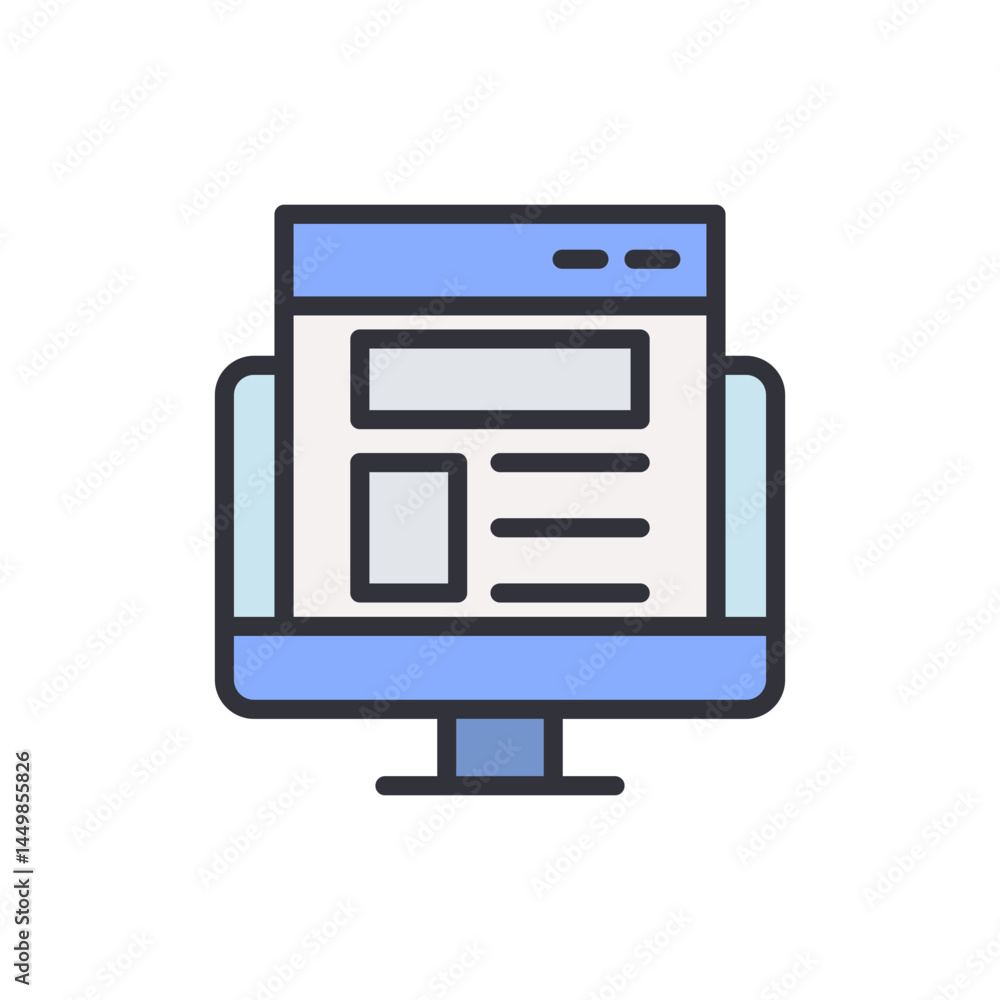 Poster front end developer colored icons, minimalist vector illustration ,simple transparent graphic elemen