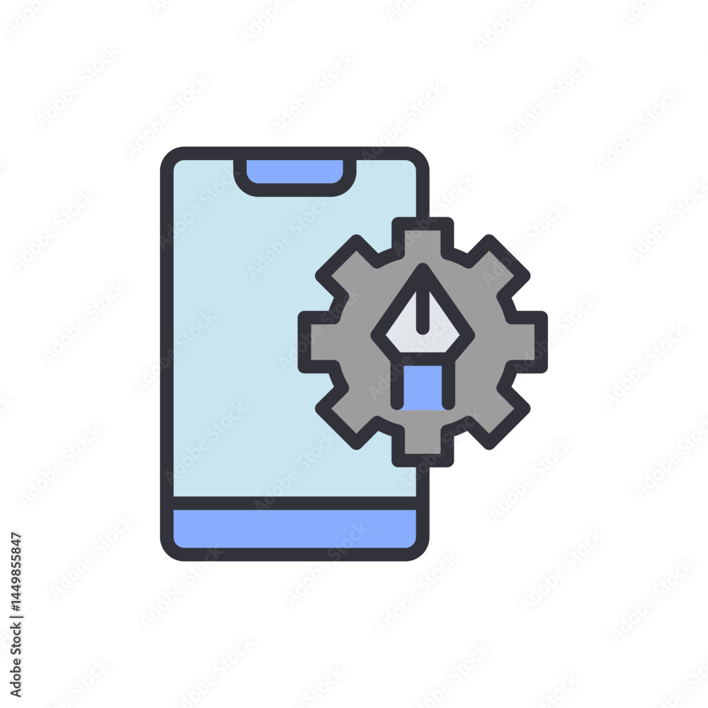 Poster front end developer colored icons, minimalist vector illustration ,simple transparent graphic elemen