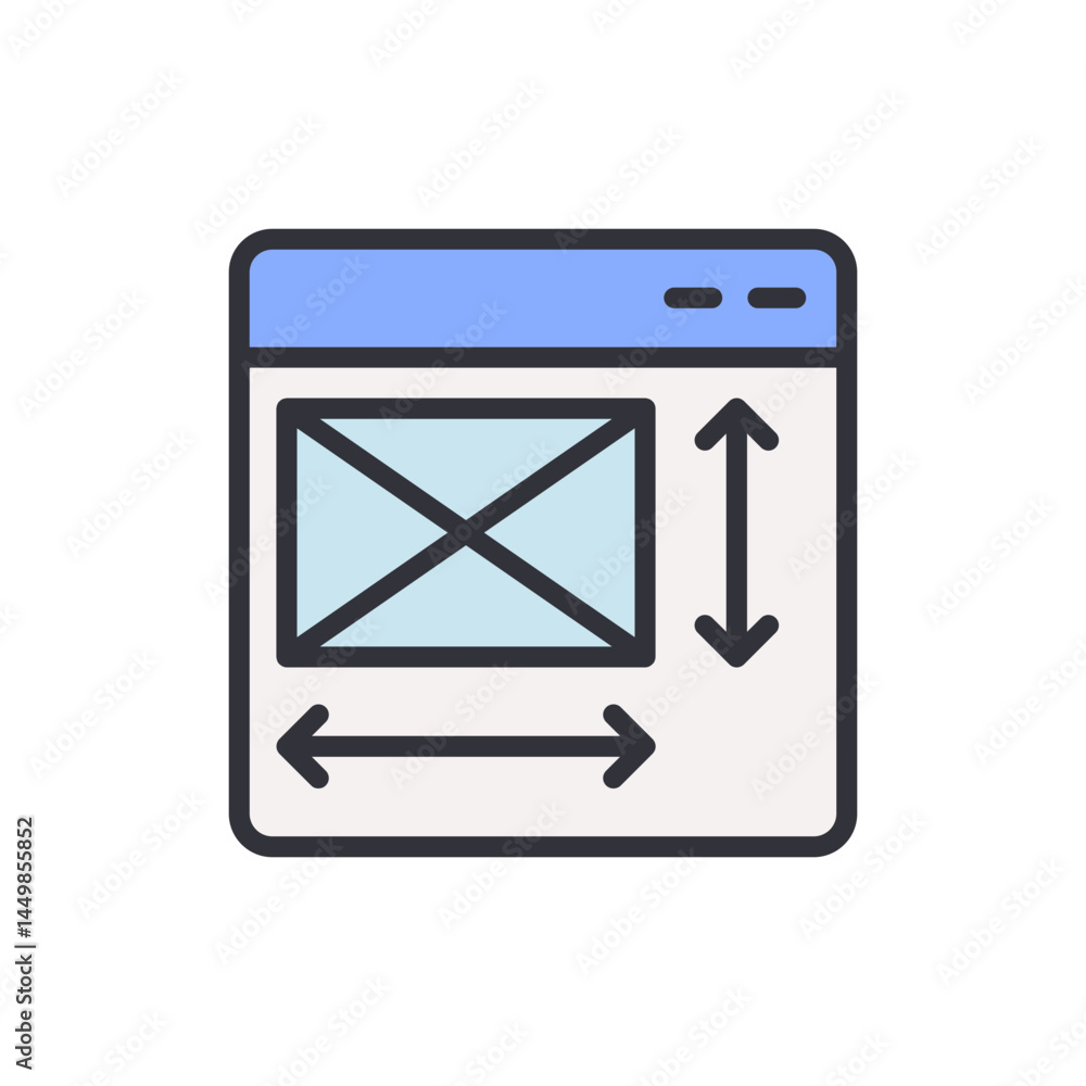 Poster front end developer colored icons, minimalist vector illustration ,simple transparent graphic elemen