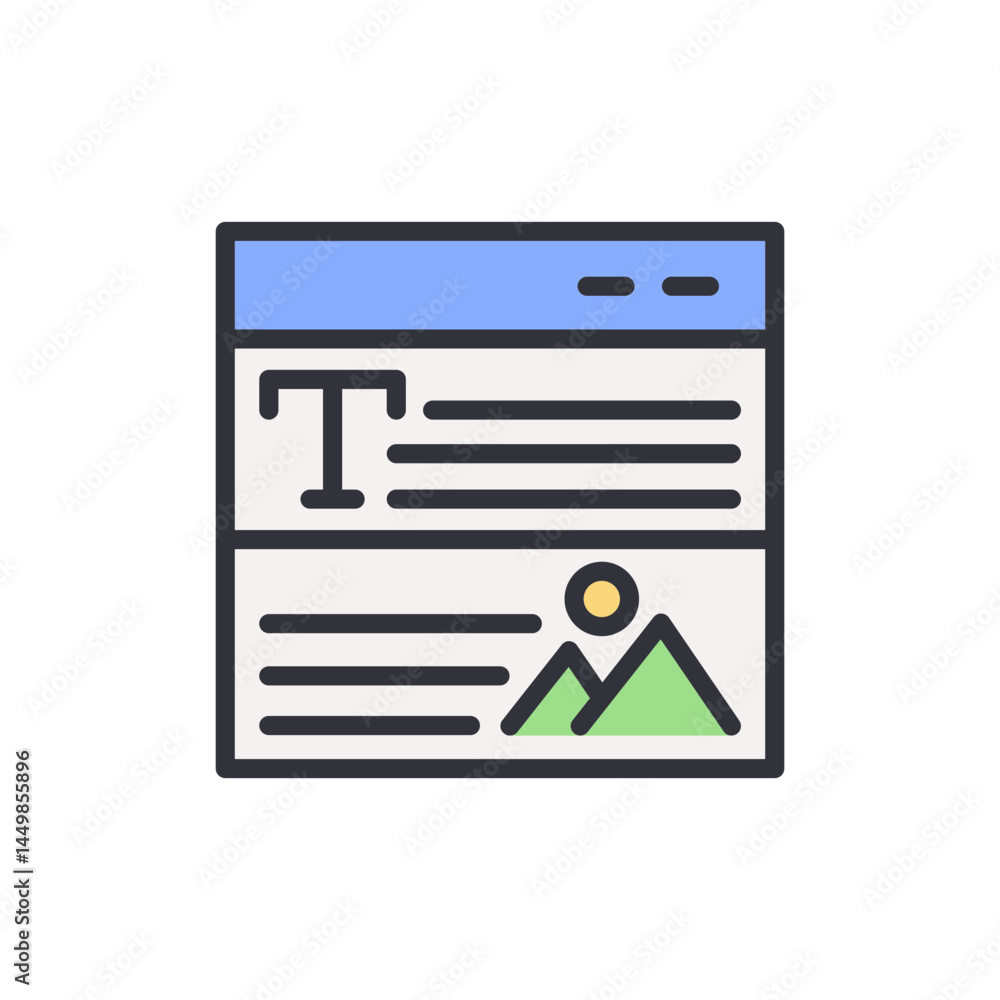 Poster front end developer colored icons, minimalist vector illustration ,simple transparent graphic elemen