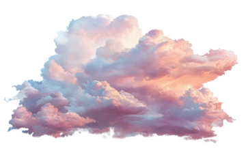 Beautiful pastel evening sky with soft clouds in png format isolated on white for creative use