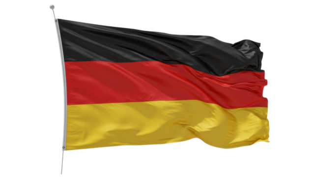 germany flag waving in wind isolated on transparent png