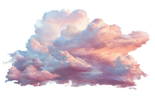 Beautiful pastel evening sky with soft clouds in png format isolated on white for creative use