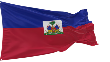 haiti flag waving in wind isolated on transparent png