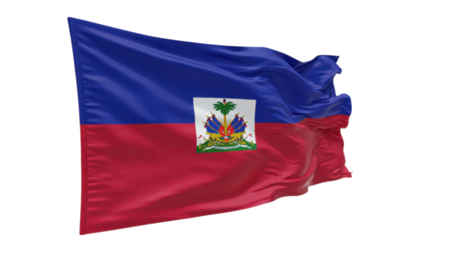 haiti flag waving in wind isolated on transparent png