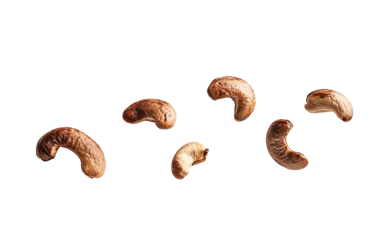 High quality transparent png of falling cashews perfect for organic snack promotions and packaging designs
