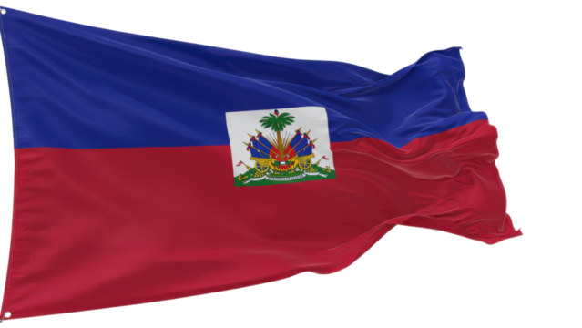 haiti flag waving in wind isolated on transparent png
