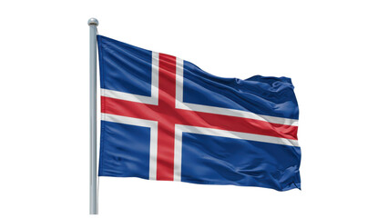 iceland flag waving in wind isolated on transparent png