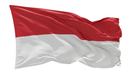 indonesia flag waving in wind isolated on transparent png