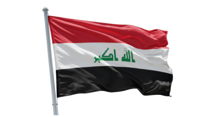 iraq flag waving in wind isolated on transparent png