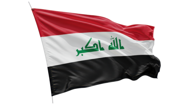 iraq flag waving in wind isolated on transparent png
