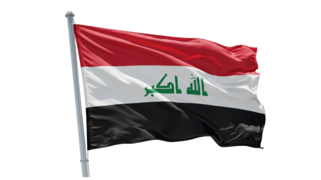 iraq flag waving in wind isolated on transparent png