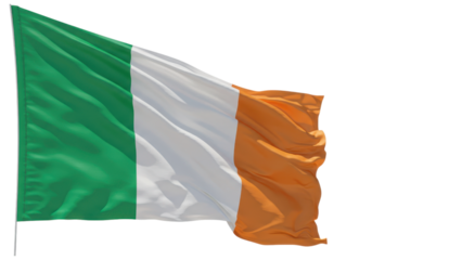 ireland flag waving in wind isolated on transparent png