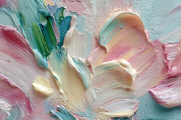 Abstract spring-inspired background with pastel colors and textured brushstrokes showcasing the beauty of nature