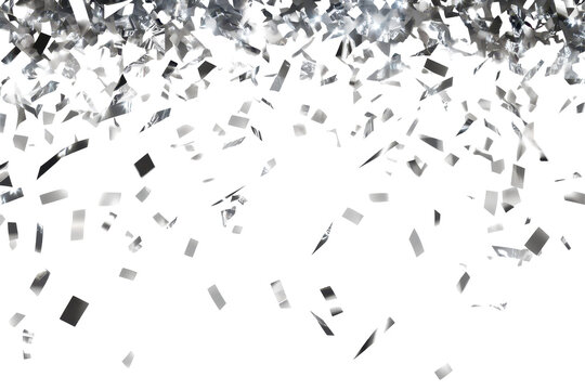 Shiny silver confetti in motion brings a touch of class and celebration to any visual concept