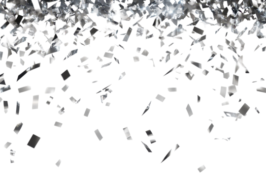Shiny silver confetti in motion brings a touch of class and celebration to any visual concept